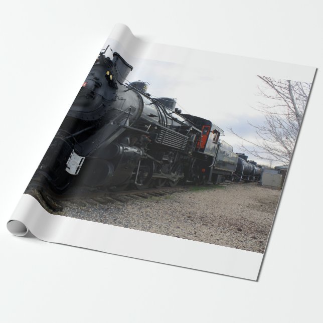 Vintage Railroad Steam Train Wrapping Paper (Unrolled)
