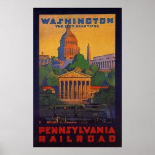 Vintage Railroad to Washington D.C. Travel Poster