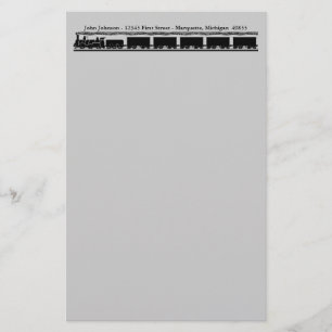 Vintage Railroad Train RR Engine boxcar Stationery