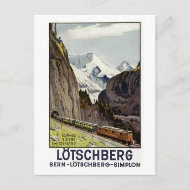 Vintage Railroad Vacation in Switzerland Holiday Postcard (Front)