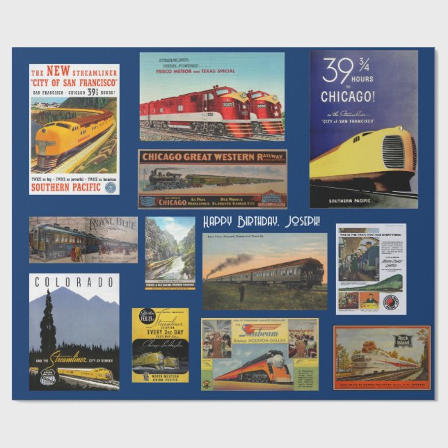 Vintage Railway Advertising Wrapping Paper (Flat)