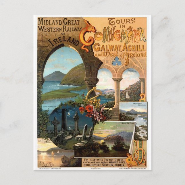 Vintage Railway of Ireland Travel Postcard (Front)