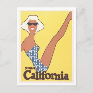 Vintage Railway Travel Poster for California Postcard