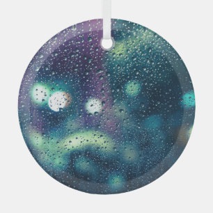 Vintage Rain Drops Window Effect Glass Tree Decoration