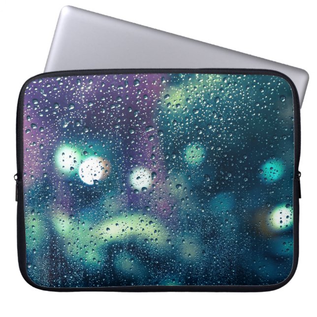 Vintage Rain Drops Window Effect Laptop Sleeve (Front)