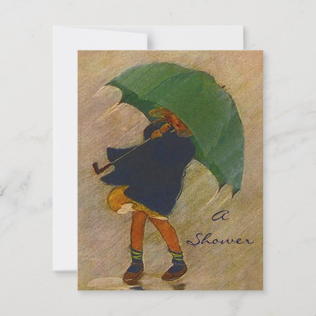 Vintage Rain Shower Party Announcement Invitation (Front)