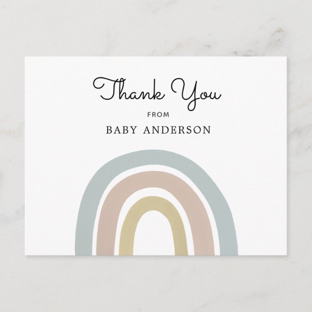 Vintage Rainbow Baby Shower Thank You Postcard (Front)