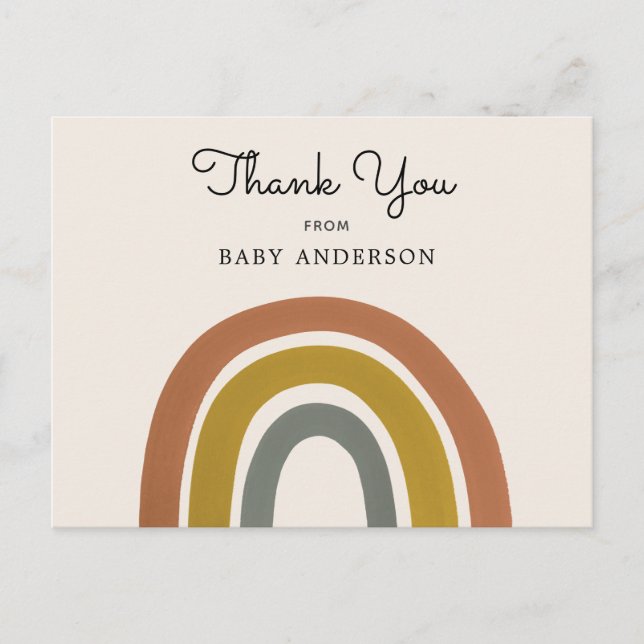 Vintage Rainbow Baby Shower Thank You Postcard (Front)