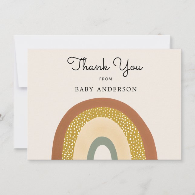 Vintage Rainbow Baby Shower Thank You Postcard (Front)