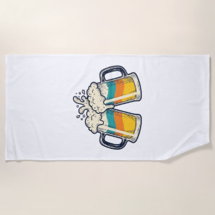 Vintage Rainbow Beer Mug Cheers Vector Shirt_1 Beach Towel