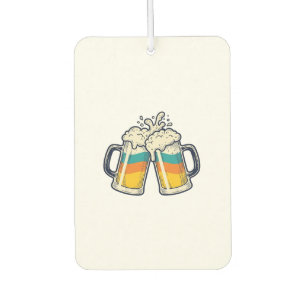 Vintage Rainbow Beer Mug Cheers Vector Shirt_1 Car Air Freshener