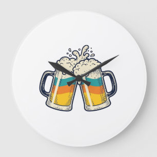 Vintage Rainbow Beer Mug Cheers Vector Shirt_1 Large Clock