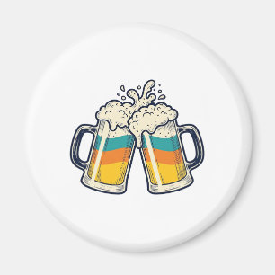 Vintage Rainbow Beer Mug Cheers Vector Shirt_1 Magnet