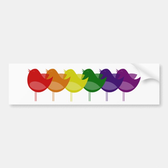 Vintage Rainbow Birds Bumper Sticker (Front)