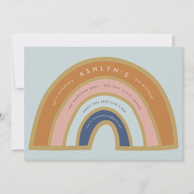 Vintage Rainbow Birthday Invitation (Front)