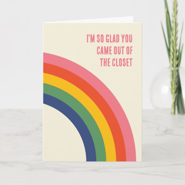 Vintage Rainbow Coming Out Pride Holiday Card (Front)