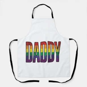 Vintage Rainbow Daddy Pride Typography T-Shirt_1 Apron