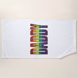 Vintage Rainbow Daddy Pride Typography T-Shirt_1 Beach Towel