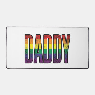Vintage Rainbow Daddy Pride Typography T-Shirt_1 Desk Mat