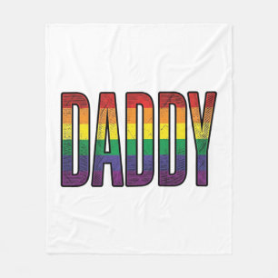 Vintage Rainbow Daddy Pride Typography T-Shirt_1 Fleece Blanket