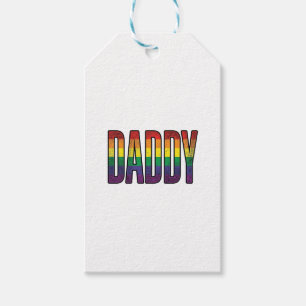 Vintage Rainbow Daddy Pride Typography T-Shirt_1 Gift Tags