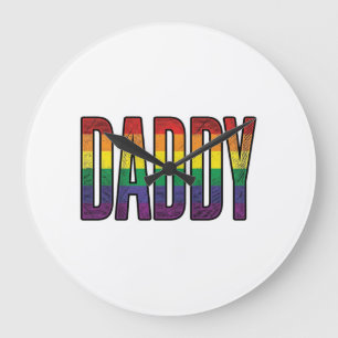 Vintage Rainbow Daddy Pride Typography T-Shirt_1 Large Clock