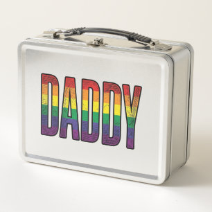Vintage Rainbow Daddy Pride Typography T-Shirt_1 Metal Lunch Box
