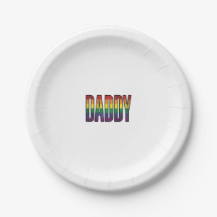 Vintage Rainbow Daddy Pride Typography T-Shirt_1 Paper Plate