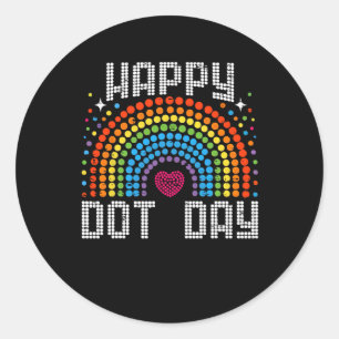 Vintage Rainbow Happy Dot Day S For Kids Teacher G Classic Round Sticker