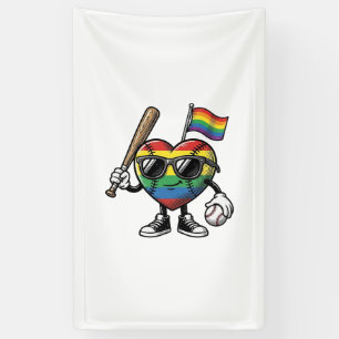 Vintage Rainbow Heart Baseball Pride Shirt Design_ Banner
