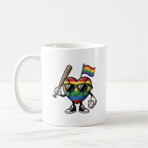Vintage Rainbow Heart Baseball Pride Shirt Design_ Coffee Mug