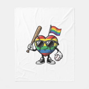 Vintage Rainbow Heart Baseball Pride Shirt Design_ Fleece Blanket
