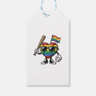 Vintage Rainbow Heart Baseball Pride Shirt Design_ Gift Tags