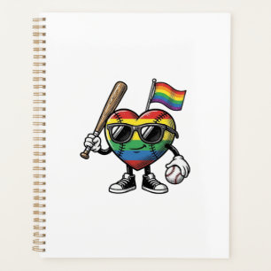 Vintage Rainbow Heart Baseball Pride Shirt Design_ Planner