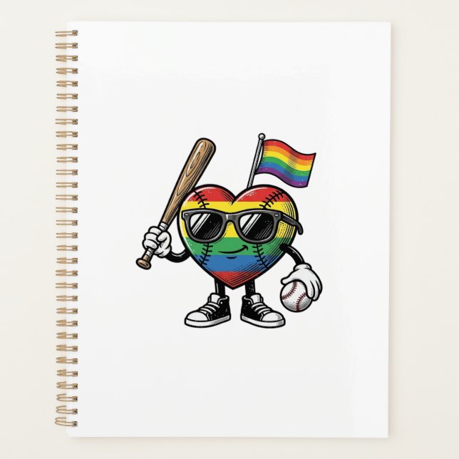 Vintage Rainbow Heart Baseball Pride Shirt Design_ Planner (Front)