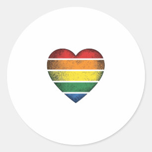 Vintage Rainbow Heart Pride Vector Shirt Design_1 Classic Round Sticker