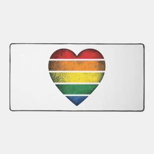 Vintage Rainbow Heart Pride Vector Shirt Design_1 Desk Mat