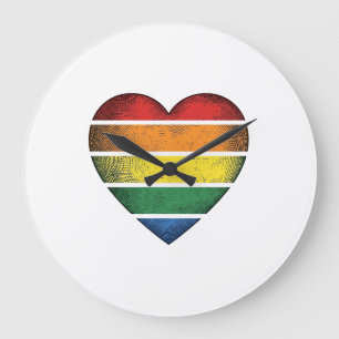 Vintage Rainbow Heart Pride Vector Shirt Design_1 Large Clock