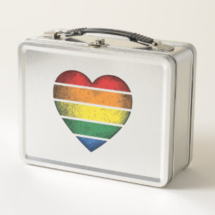 Vintage Rainbow Heart Pride Vector Shirt Design_1 Metal Lunch Box