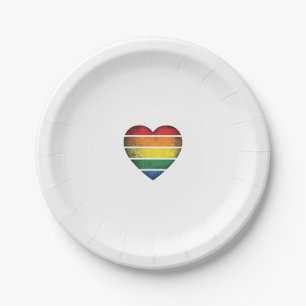 Vintage Rainbow Heart Pride Vector Shirt Design_1 Paper Plate