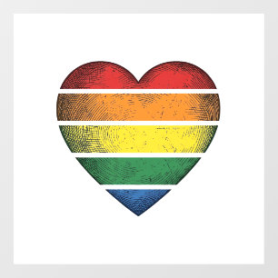 Vintage Rainbow Heart Pride Vector Shirt Design_1 Window Cling