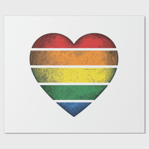 Vintage Rainbow Heart Pride Vector Shirt Design_1 Wrapping Paper