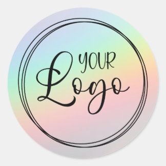 Vintage Rainbow Holographic Gradient Logo Classic Round Sticker