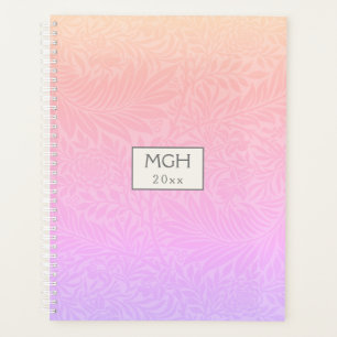 Vintage Rainbow Larkspur Flower Pattern Monogram Planner