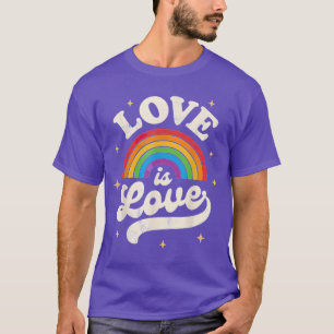 Vintage Rainbow Love Is Love LGBT Gay Lesbian Prid T-Shirt