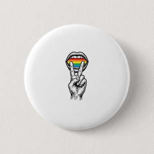 Vintage Rainbow Peace Hand Pride Vector Shirt_1 6 Cm Round Badge