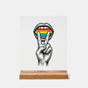 Vintage Rainbow Peace Hand Pride Vector Shirt_1 Acrylic Sign