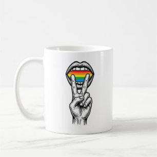 Vintage Rainbow Peace Hand Pride Vector Shirt_1 Coffee Mug
