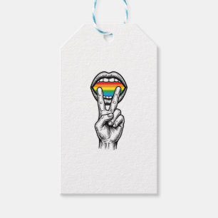 Vintage Rainbow Peace Hand Pride Vector Shirt_1 Gift Tags