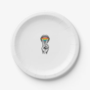 Vintage Rainbow Peace Hand Pride Vector Shirt_1 Paper Plate